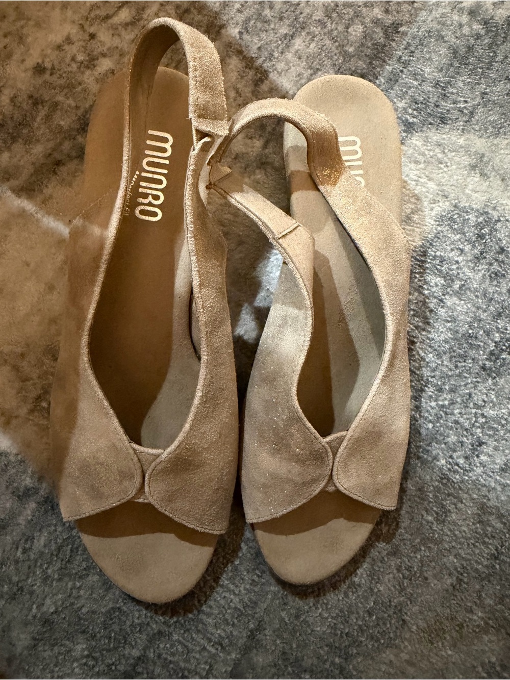 Suede Slingback Sandals in Taupe